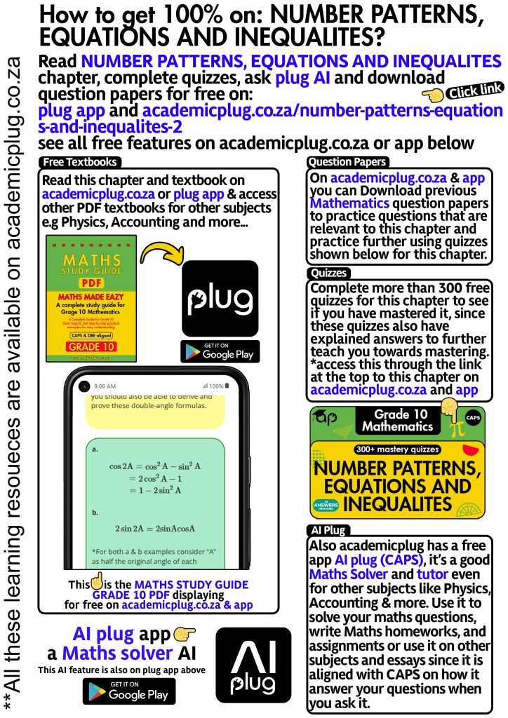 NUMBER PATTERNS, EQUATIONS AND INEQUALITES