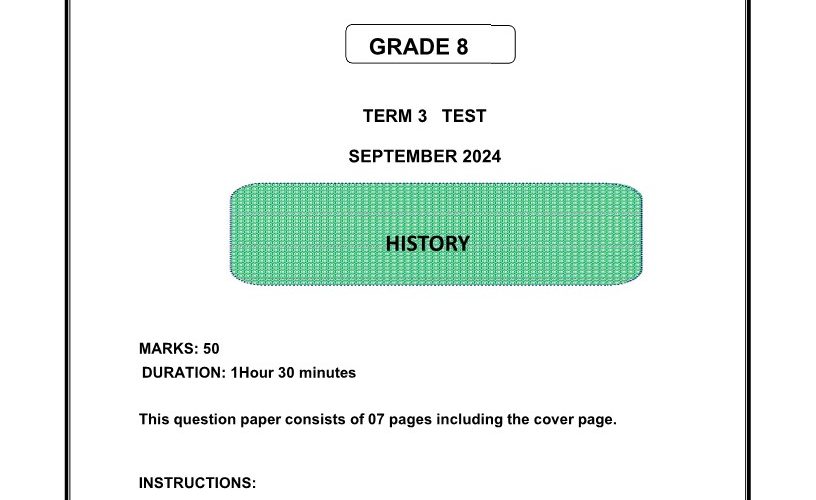 History Grade 8 Term 3 2024 Question Paper