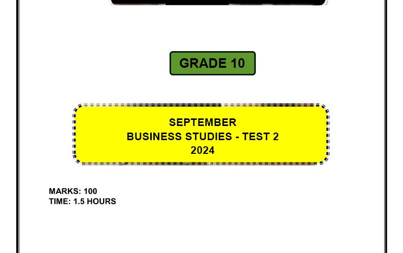 BusinessStudies Grade 10 Term 3 2024 Test 2 Question Paper