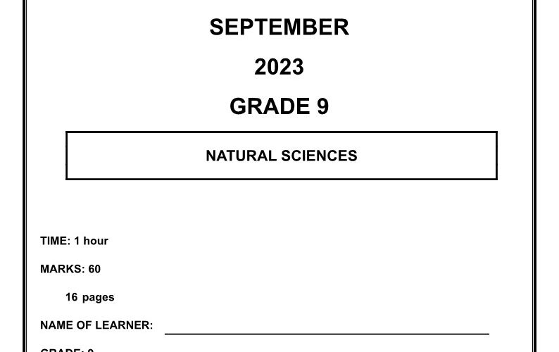 Natural Sciences Grade 9 Term 3 2023 Question Paper